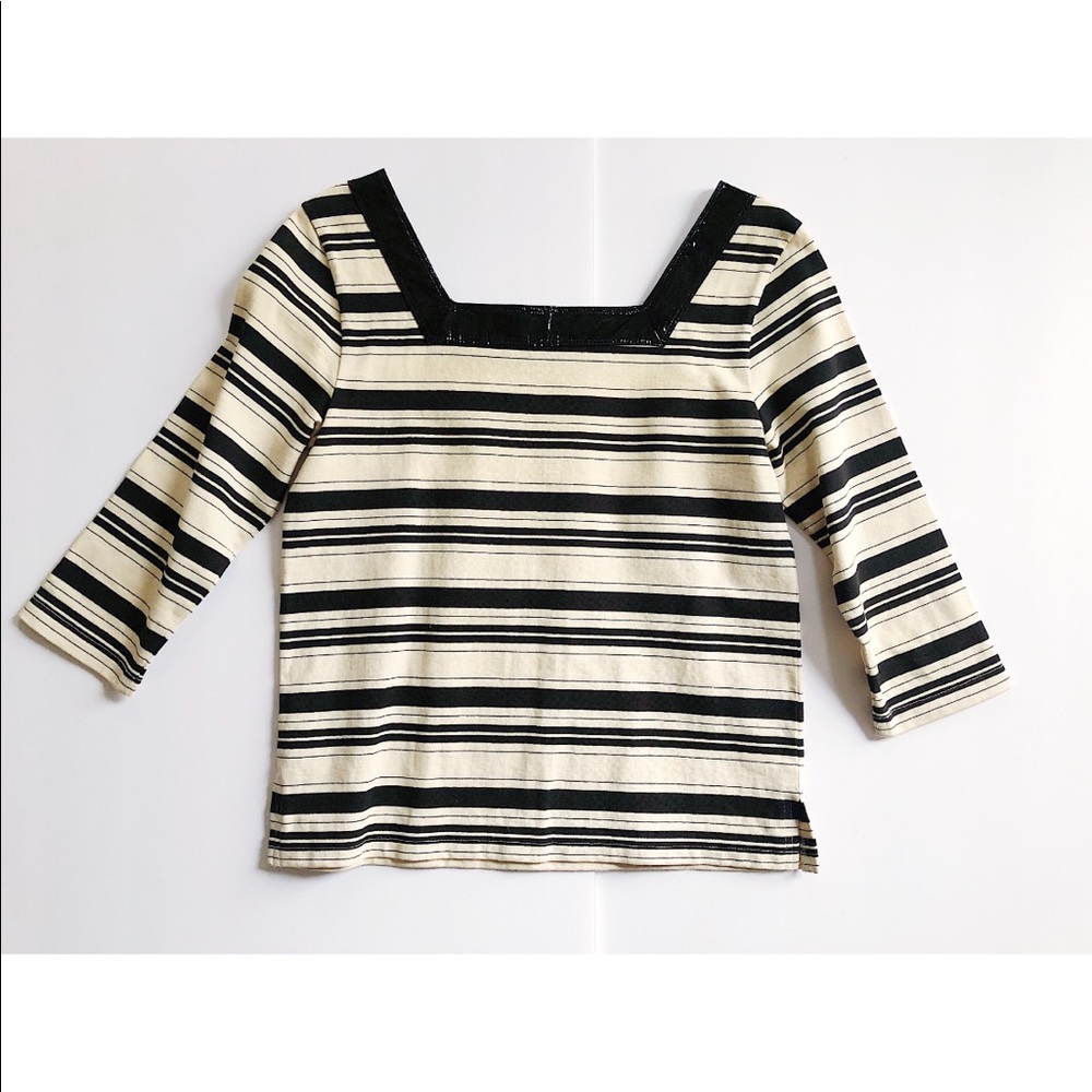 JCrew Original Sample Top with Patent Leather Trim